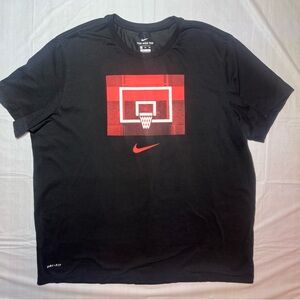 Nike Mens Dri-FIT Basketball Graphic T-Shirt Black Red  Size XXL Swoosh Hoop